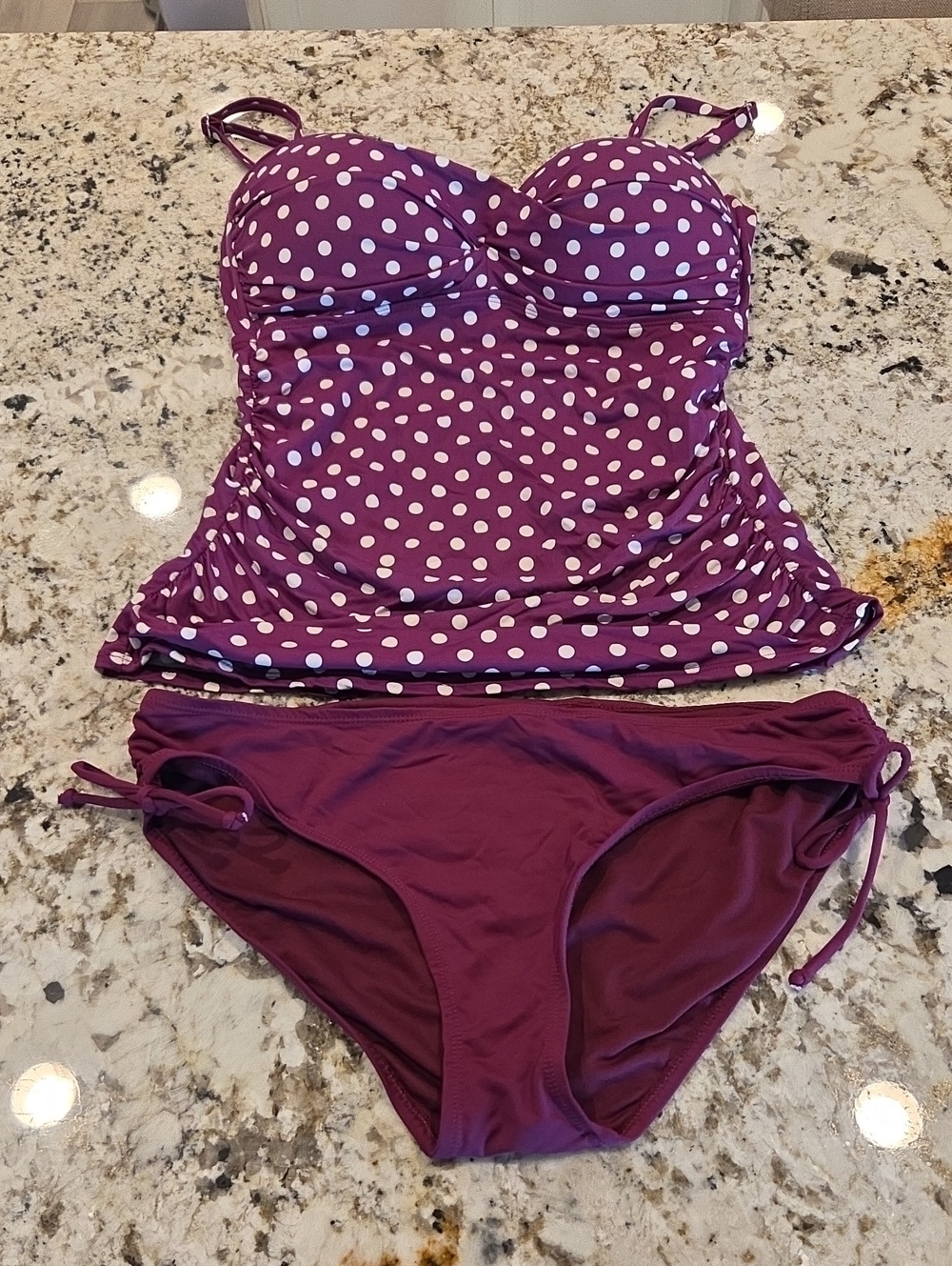 Apt. 9 Purple Polka Dot Tankini Set